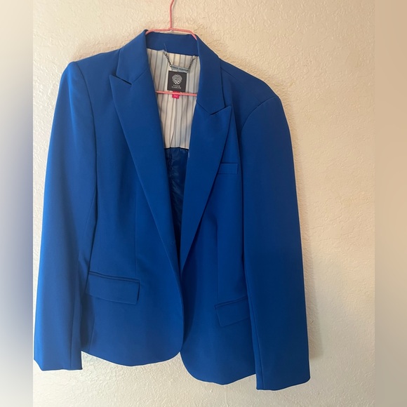 Blazer Femme Vince Camuto Bleu Cobalt Et Noir Asymétrique - Taille 10, Occasion Excellent état (EUC)